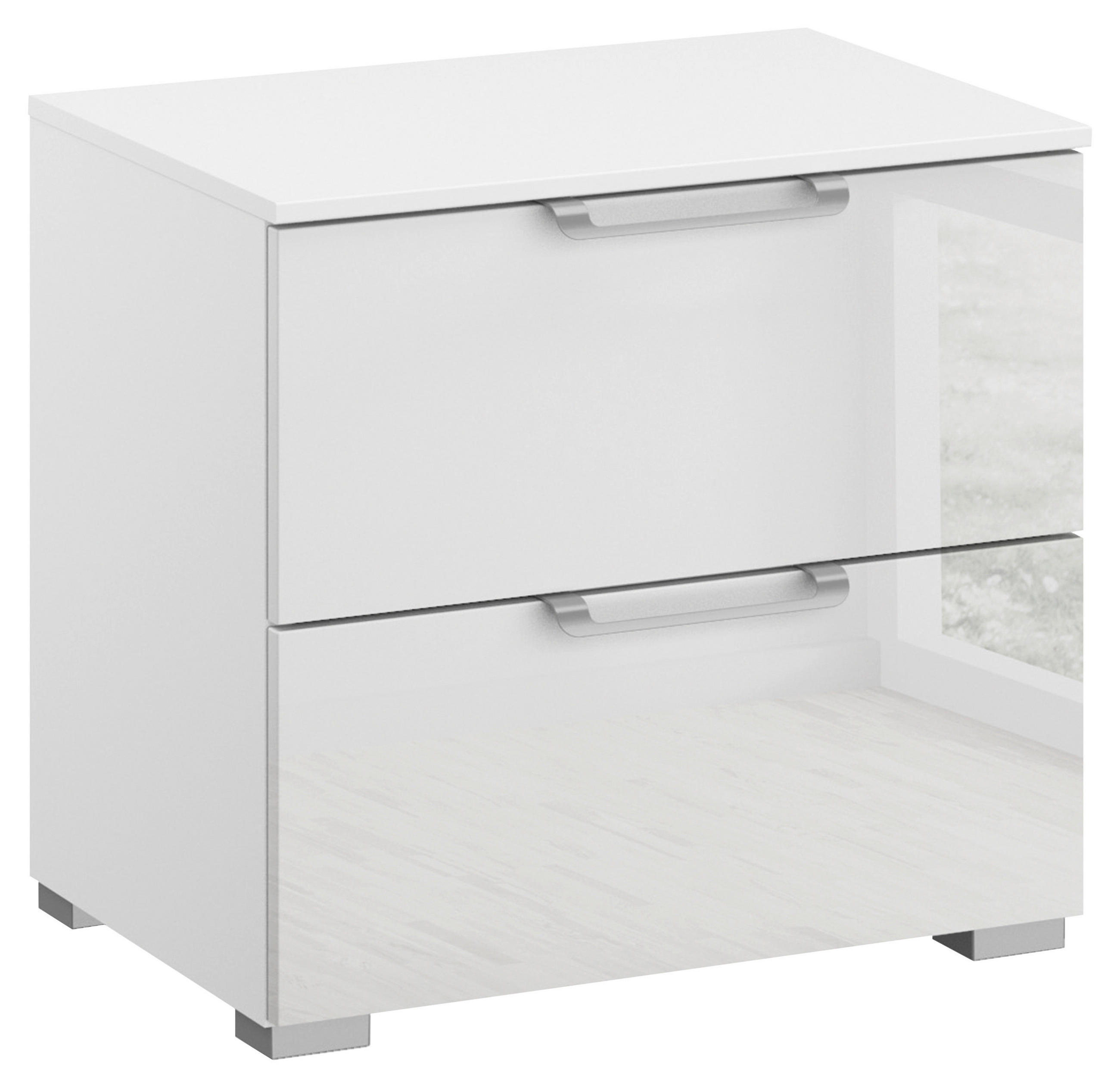 NACHTTISCH 50/49/42 cm  in Klar, Weiss  - Klar/Weiss, Design, Glas/Holzwerkstoff (50/49/42cm) - Novel