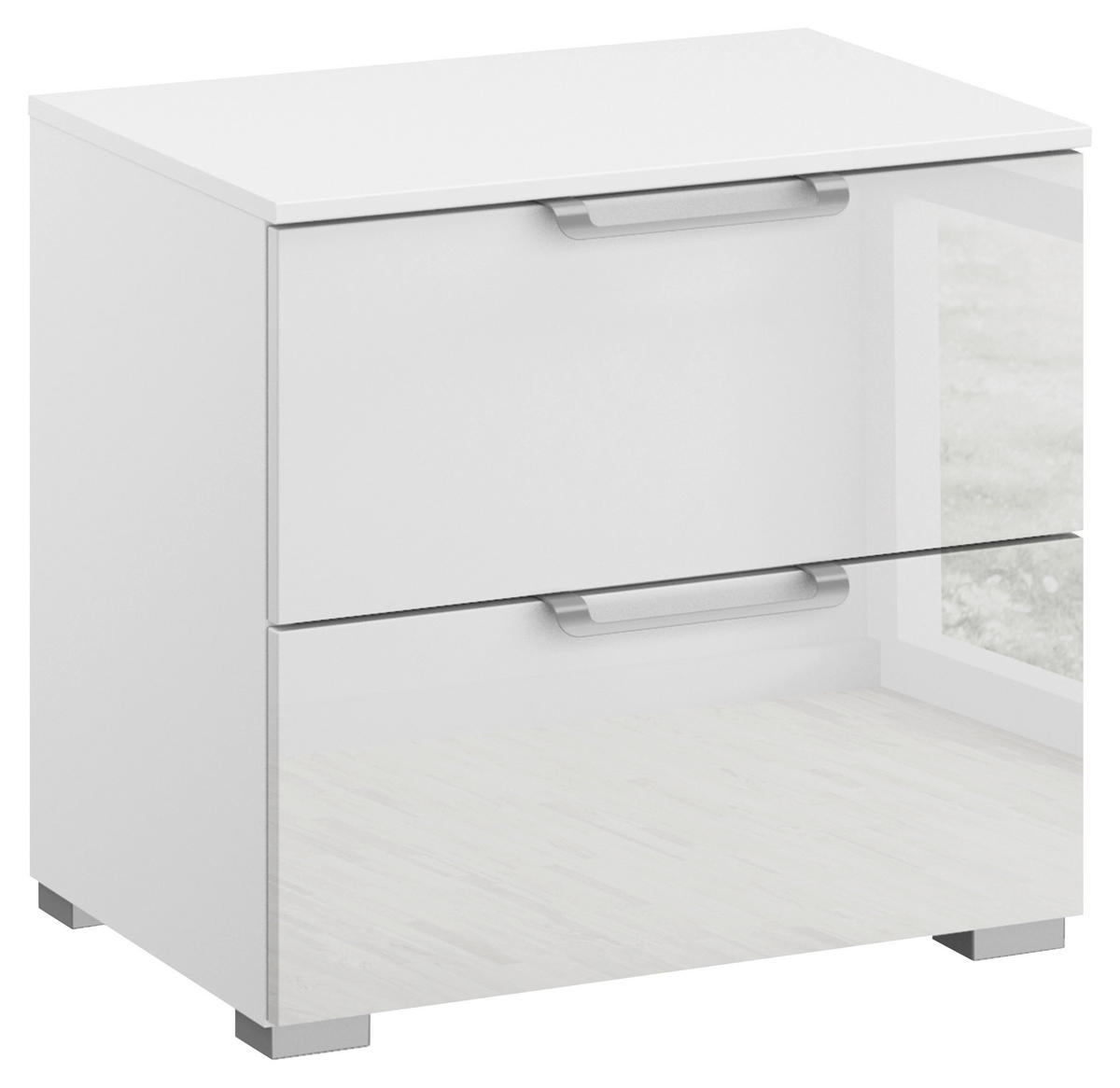 NACHTTISCH 50/49/42 cm  Klar, Weiss  - Klar/Weiss, Design, Glas/Holzwerkstoff (50/49/42cm) - Novel