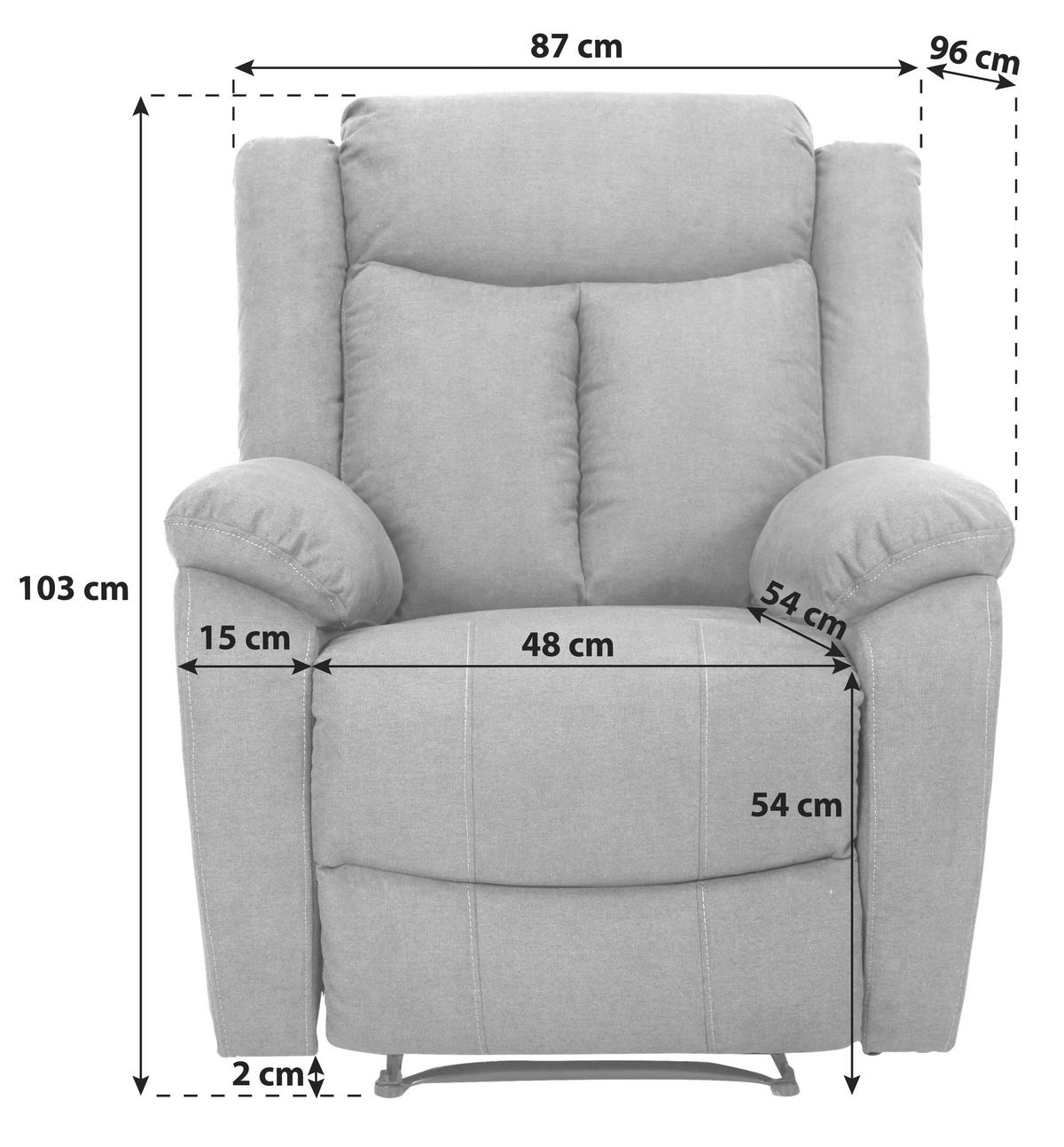 FERNSEHSESSEL  mit Webstoff Grau  - Schwarz/Grau, KONVENTIONELL, Kunststoff/Textil (87/103/96cm) - P & B