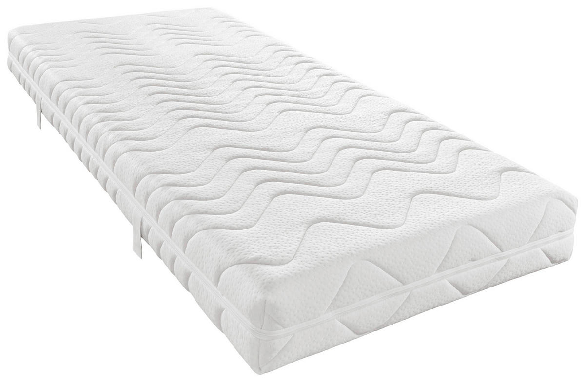 KOMFORTSCHAUMMATRATZE 140/200 cm, Höhe ca.: 19 cm, H2 = mittel, 7-Zonen - Weiß, KONVENTIONELL, Textil (140/200cm) - Sleeptex