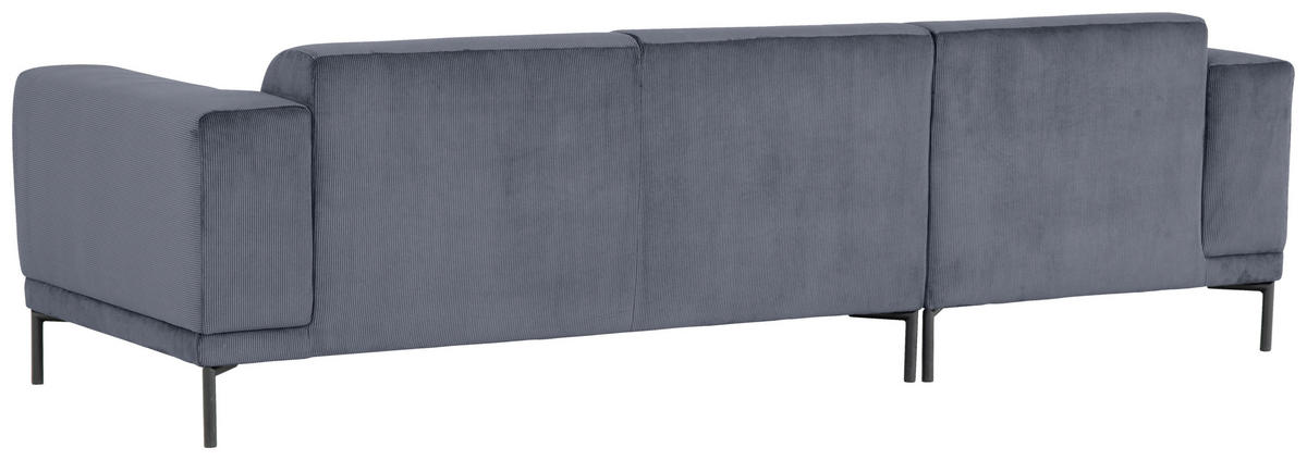 ECKSOFA in Cord Graublau  - Graublau/Schwarz, Design, Textil/Metall (262/183cm) - MID.YOU