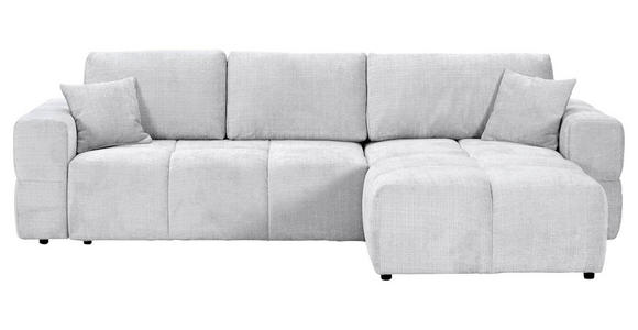 ECKSOFA Hellgrau Chenille  inkl. Zierkissen, Rückenkissen, Bettkasten, Schlaffunktion, Rücken echt, Liegefläche im Originalstoff  - Hellgrau/Schwarz, KONVENTIONELL, Kunststoff/Textil (283/180cm) - Carryhome