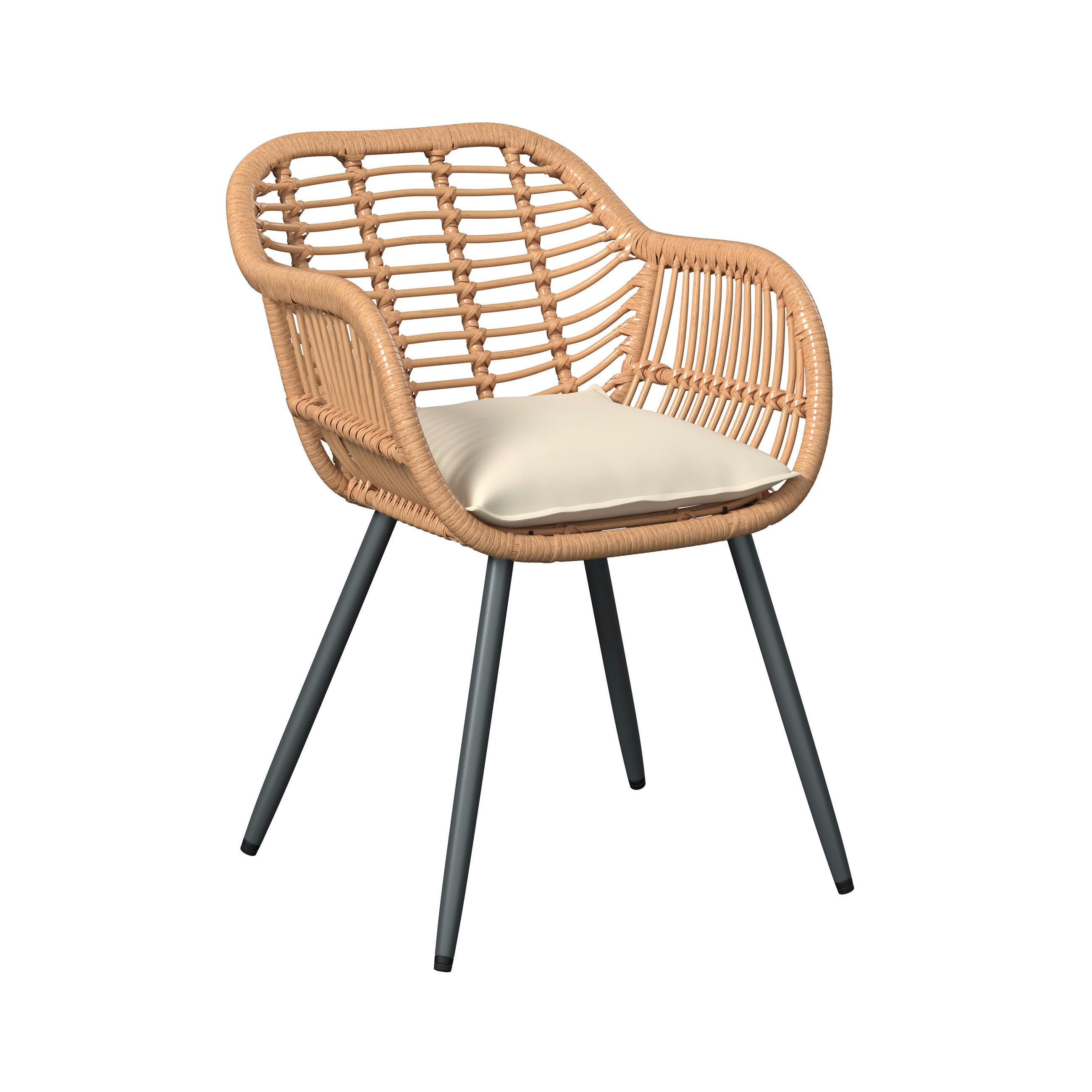 GARTENSTUHL Metall, Kunststoff, Textil Grau, Naturfarben, Beige  - Beige/Naturfarben, MODERN, Kunststoff/Textil (56l) - Ambia Garden