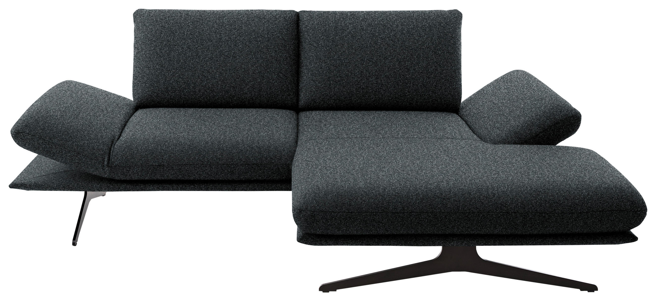 ECKSOFA Flachgewebe Anthrazit  - Anthrazit/Schwarz, Design, Textil/Metall (234/155cm) - Dieter Knoll