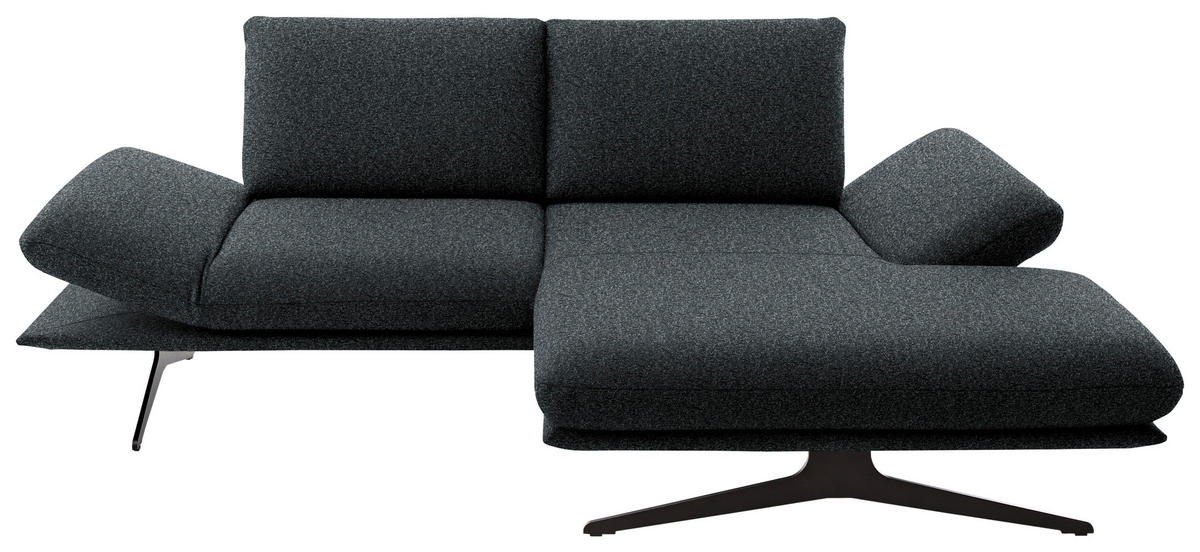 ECKSOFA Flachgewebe Anthrazit  - Anthrazit/Schwarz, Design, Textil/Metall (234/155cm) - Dieter Knoll