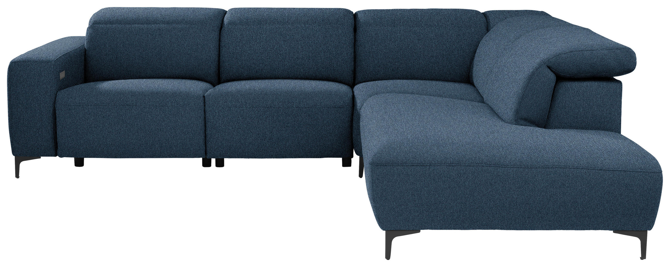 ECKSOFA Dunkelblau Flachgewebe  - Schwarz/Dunkelblau, Design, Textil/Metall (290/238cm) - Pure Home Lifestyle