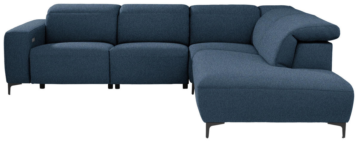 ECKSOFA Dunkelblau Flachgewebe  - Schwarz/Dunkelblau, Design, Textil/Metall (290/238cm) - Pure Home Lifestyle