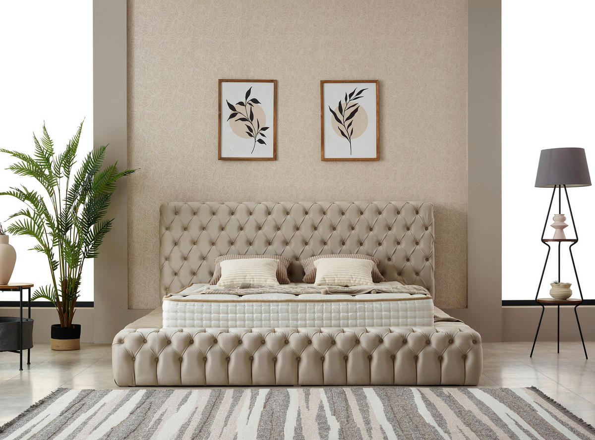 POLSTERBETT 180/200 cm  in Naturfarben  - Blau/Schwarz, Modern, Kunststoff/Textil (180/200cm) - Livetastic