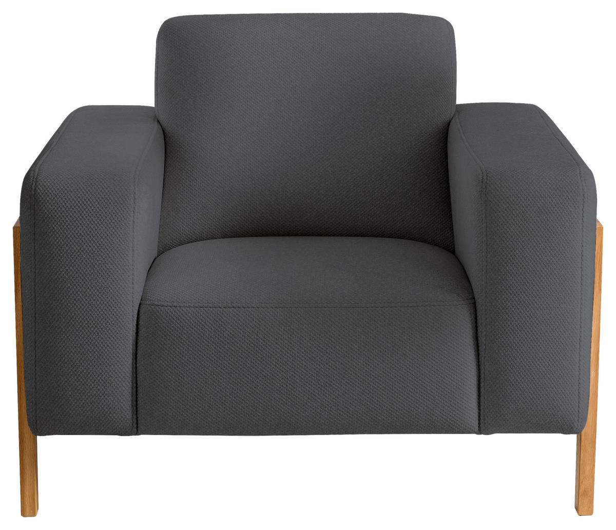 SESSEL in Struktur Anthrazit  - Eichefarben/Anthrazit, Design, Holz/Textil (105/84/96cm) - Stylife