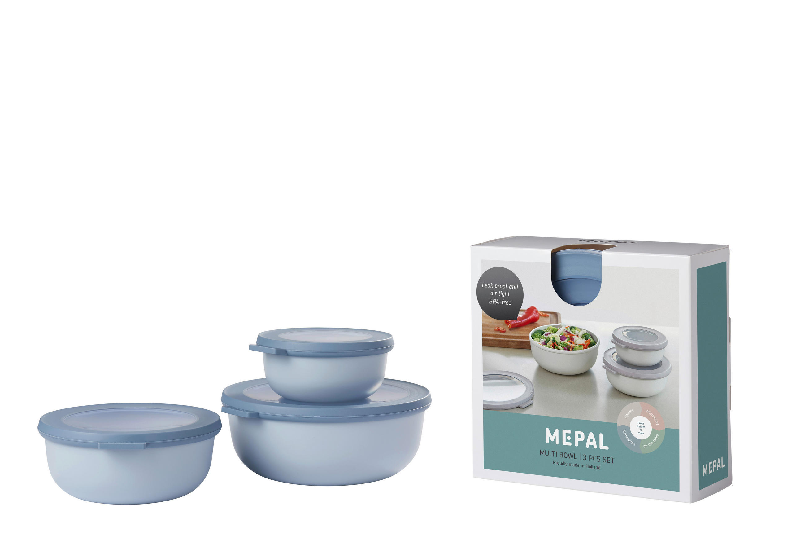 SCHÜSSELSET Cirqula   - Klar/Hellblau, KONVENTIONELL, Kunststoff (19/8/19,2cm) - Mepal