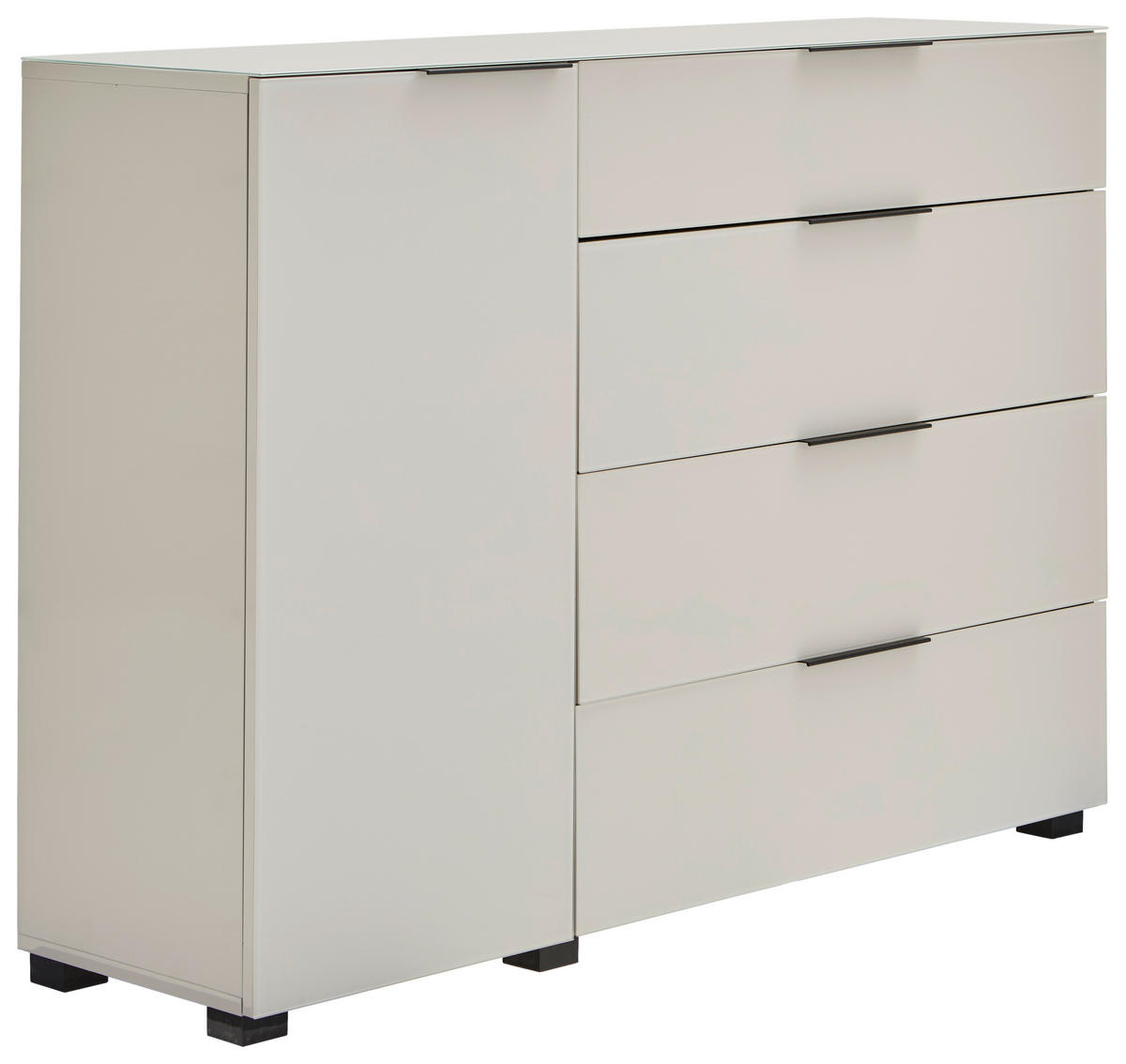 SIDEBOARD  135/99/42 cm 4 Schublade(n)  - Kaschmir/Schwarz, Design, Glas/Holzwerkstoff (135/99/42cm) - Novel