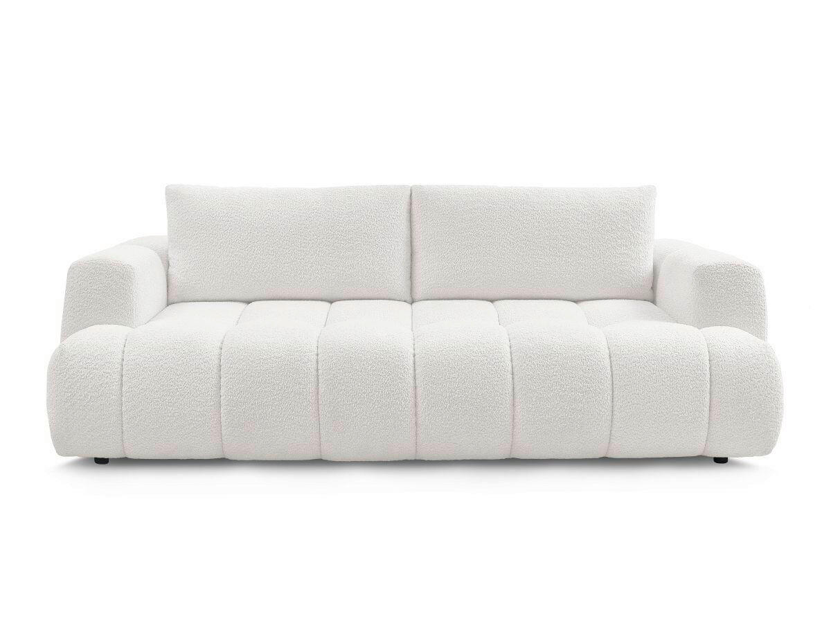 SCHLAFSOFA FUJI Bouclé Weiß  inkl.  - Schwarz/Weiß, MODERN, Kunststoff/Textil (251/113/88cm)