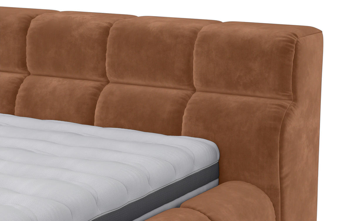 POLSTERBETT 200/200 cm,  in Terracotta,  - Terracotta/Schwarz, Design, Textil/Metall (200/200cm) - Belluti