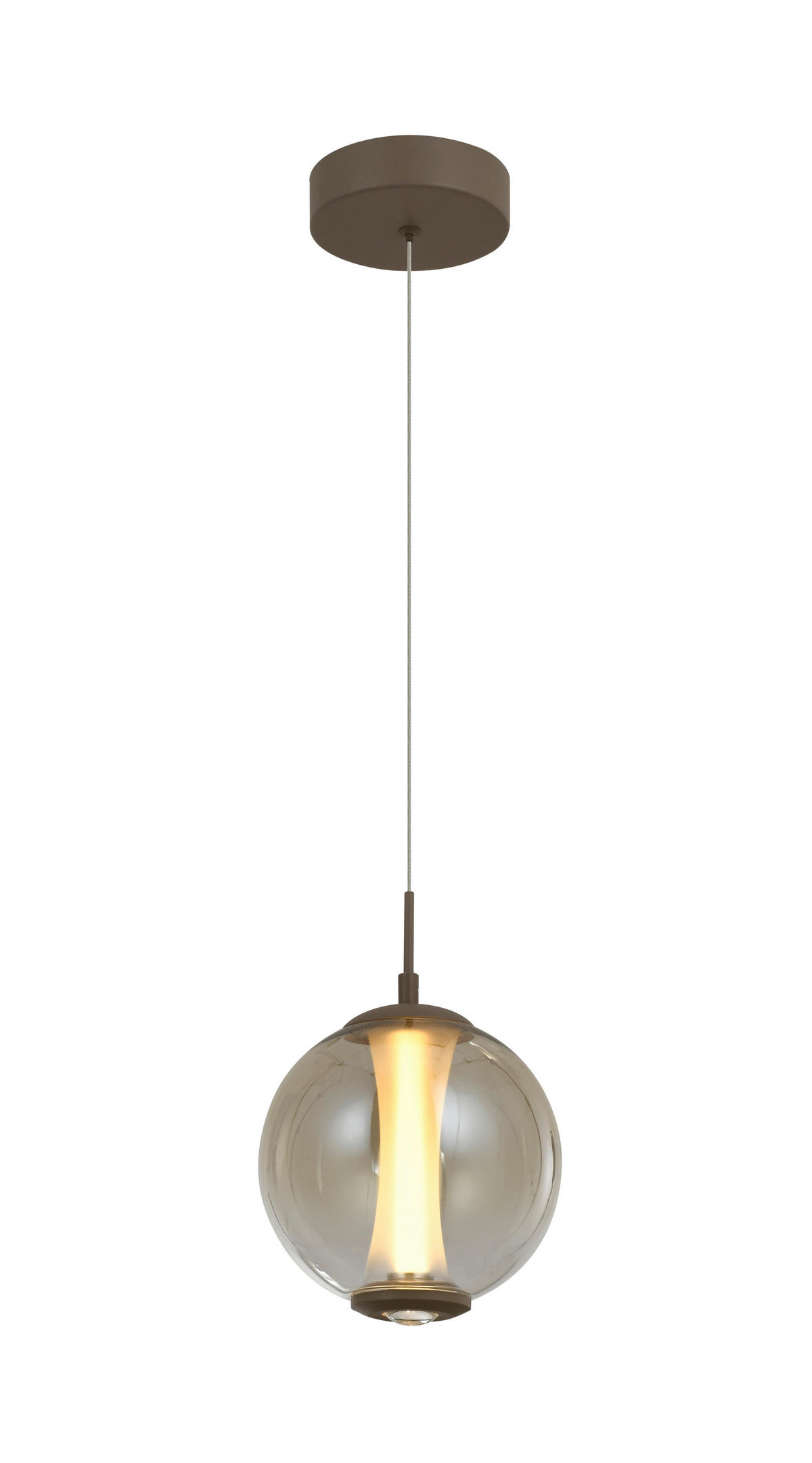 ZÁVĚSNÉ LED SVÍTIDLO, 18/150/18 cm  - pískové barvy, Design, kov/sklo (18/150/18cm)