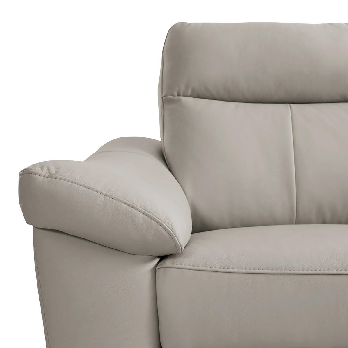 ECKSOFA Platinfarben Echtleder Lederlook  - Platinfarben/Chromfarben, Design, Leder/Textil (242/194cm) - Livetastic