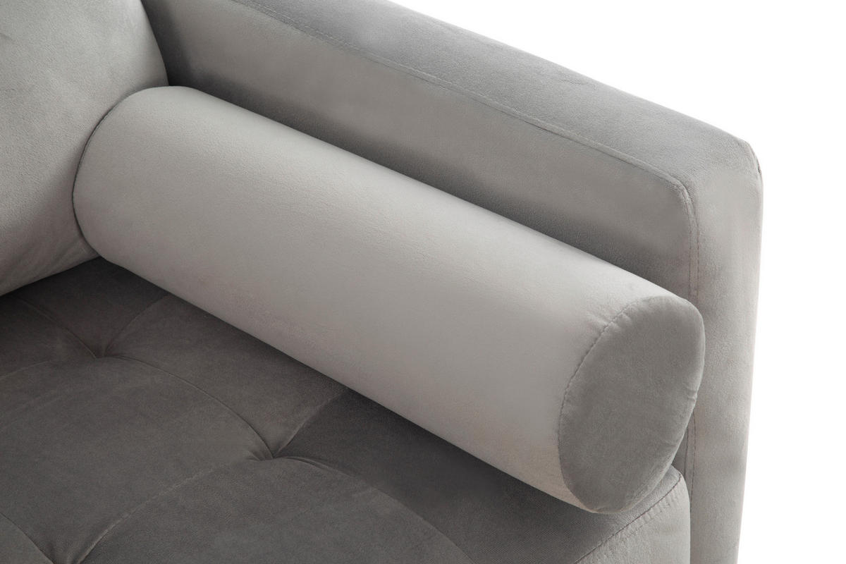3-SITZER-SOFA Samt Grau  - Schwarz/Grau, MODERN, Holz/Textil (211/88/89cm) - P & B