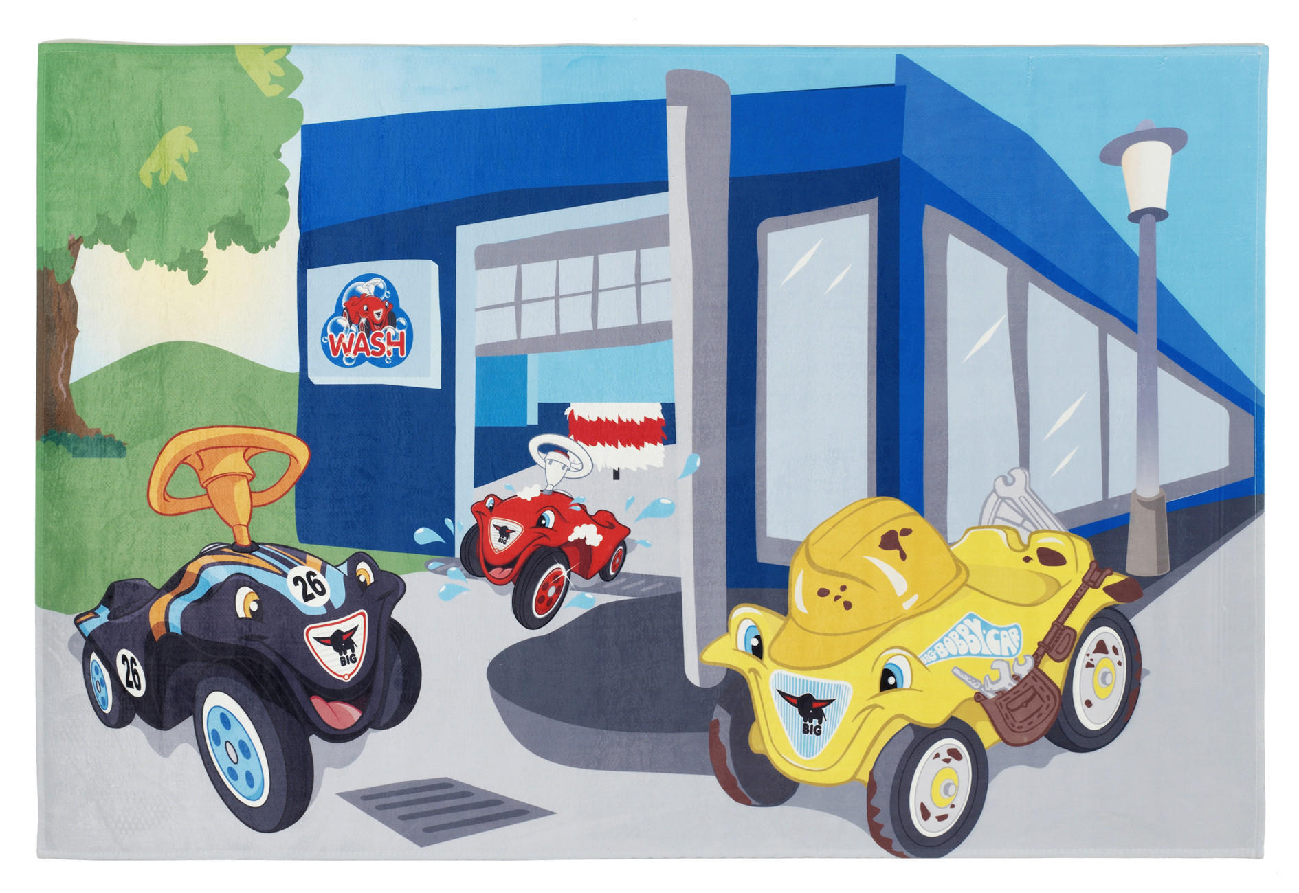 KINDERTEPPICH 100/160 cm Bobby Car Fahrzeuge  - Blau/Rot, Trend, Kunststoff/Textil (100/160cm)