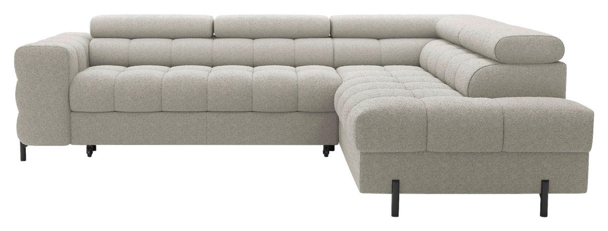 ECKSOFA FERUCCE in Teddystoff Beige  276/200 cm  - Beige/Schwarz, Design, Textil/Metall (276/200cm) - MID.YOU
