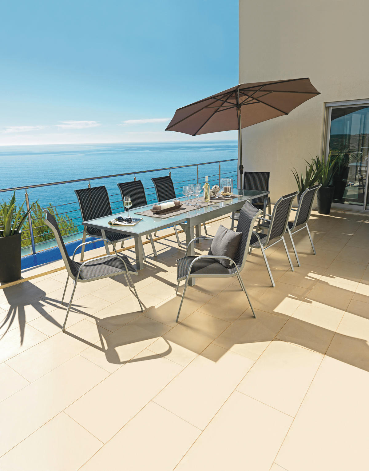 BAŠTENSKA STOLICA SLOŽIVA - bela/srebrna, Osnovno, metal/tekstil (55/96/76cm) - Ambia Garden