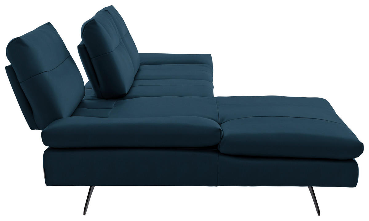 ECKSOFA  in Echtleder Blau  158/342 cm  - Blau/Schwarz, MODERN, Leder/Metall (158/342cm) - Chilliano
