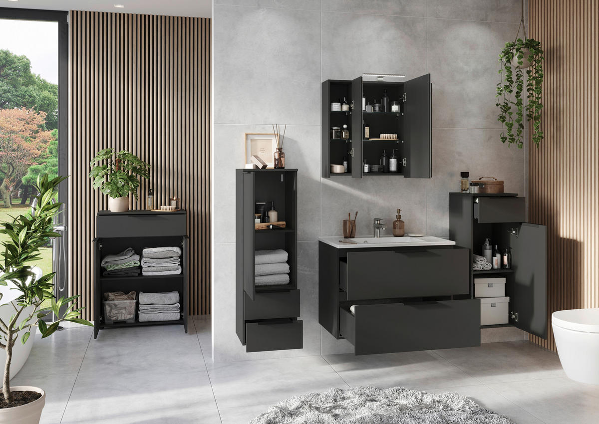 UNTERSCHRANK 71/95/34 cm   - Schwarz/Graphitfarben, MODERN, Holzwerkstoff/Kunststoff (71/95/34cm) - Germania