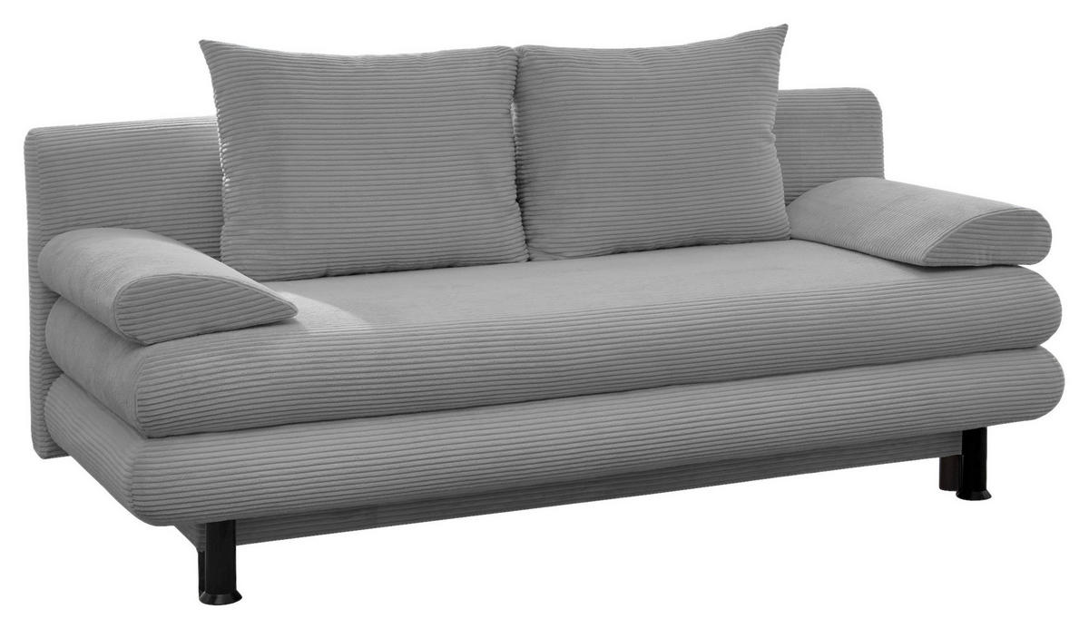 SCHLAFSOFA  mit Cord Hellgrau  - Hellgrau/Schwarz, KONVENTIONELL, Kunststoff/Textil (196/77/92cm) - Carryhome