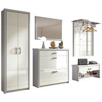 GARDEROBE 5-teilig  in 320/195/36 cm  - Alufarben/Weiß, Design, Glas/Holzwerkstoff (320/195/36cm) - Dieter Knoll