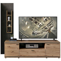 LOWBOARD Anthrazit, Eiche Artisan  220/203/49 cm  - Anthrazit/Schwarz, Design, Holzwerkstoff/Kunststoff (220/203/49cm) - Stylife