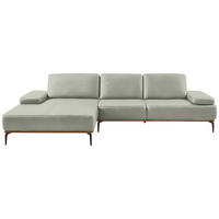 ECKSOFA Echtleder Hellgrau  - Hellgrau/Bronzefarben, Design, Leder/Holz (176/314cm) - Valnatura