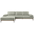 ECKSOFA 16580 Sprint in Echtleder Hellgrau  176/314 cm  - Hellgrau/Bronzefarben, Design, Leder/Holz (176/314cm) - Valnatura