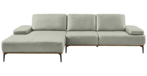 ECKSOFA 16580 Sprint in Echtleder Hellgrau  176/314 cm  - Hellgrau/Bronzefarben, Design, Leder/Holz (176/314cm) - Valnatura