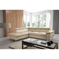 ECKSOFA Beige Echtleder  - Chromfarben/Beige, Design, Leder/Textil (208/248cm) - Livetastic