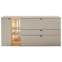 SIDEBOARD Wildeiche, Seidengrau  180/89/43 cm  - Wildeiche/Anthrazit, Design, Glas/Holz (180/89/43cm) - Venjakob