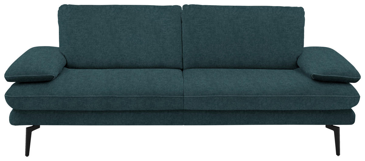 3-SITZER-SOFA in Velours Petrol  - Beige/Petrol, Design, Textil/Metall (222/89/104cm) - Dieter Knoll