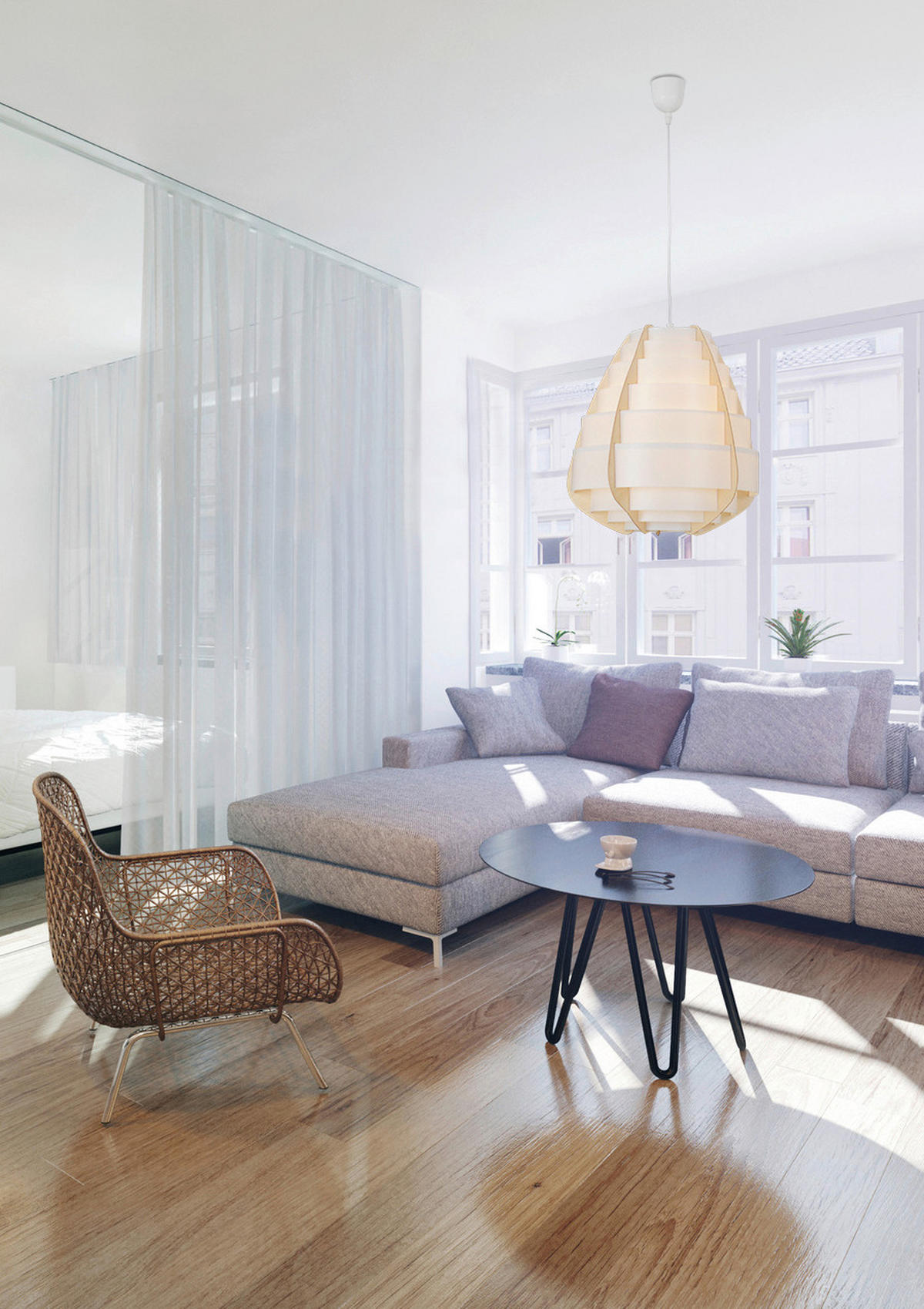 HÄNGELEUCHTE 37/36 cm   - Beige, Design, Holz/Kunststoff (37/36cm) - Näve