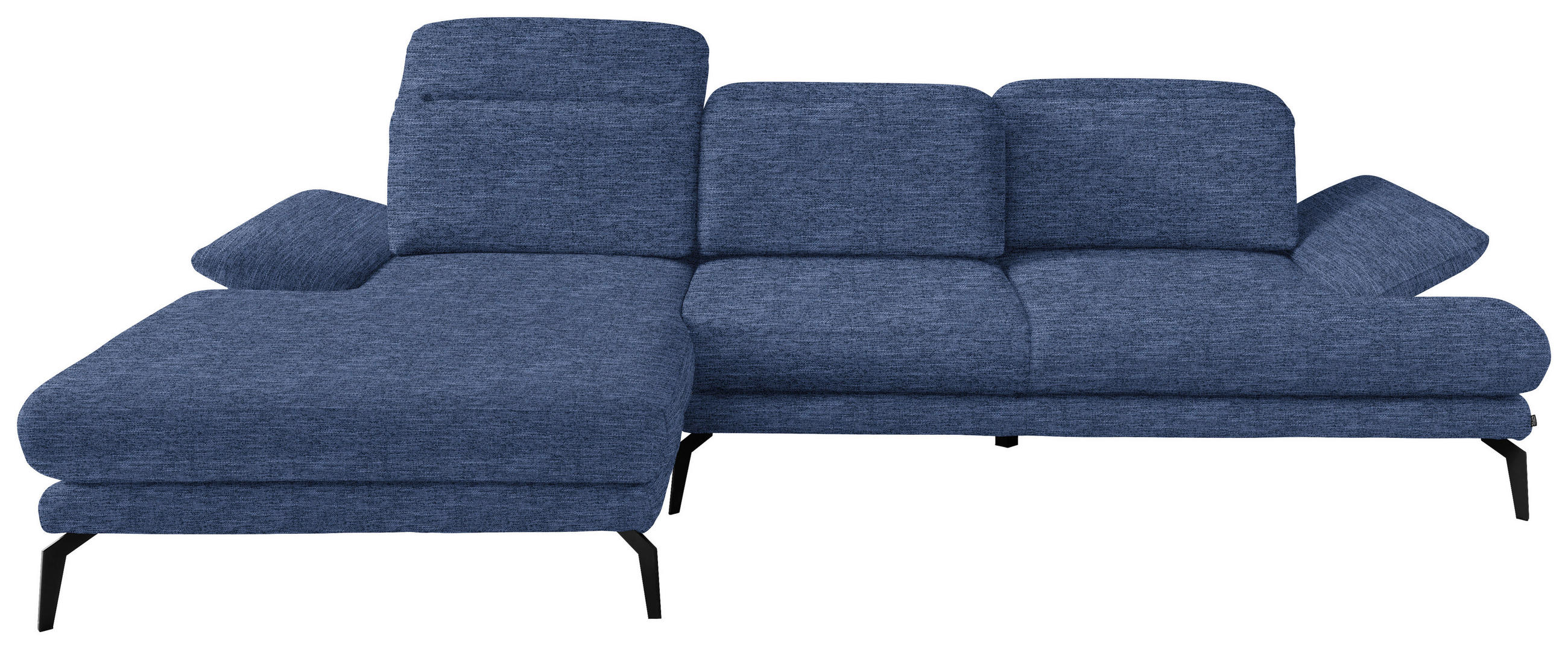 ECKSOFA inkl. Funktionen Blau Webstoff  - Blau/Schwarz, Design, Textil/Metall (180/289cm) - Stylife