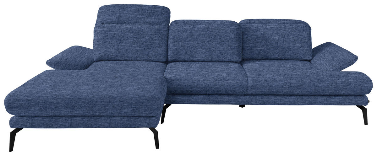 ECKSOFA in Webstoff Blau  - Blau/Schwarz, Design, Textil/Metall (180/289cm) - Stylife