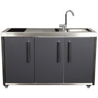 OUTDOORKÜCHE  - Schieferfarben/Edelstahlfarben, Basics, Metall (157/98/62cm)