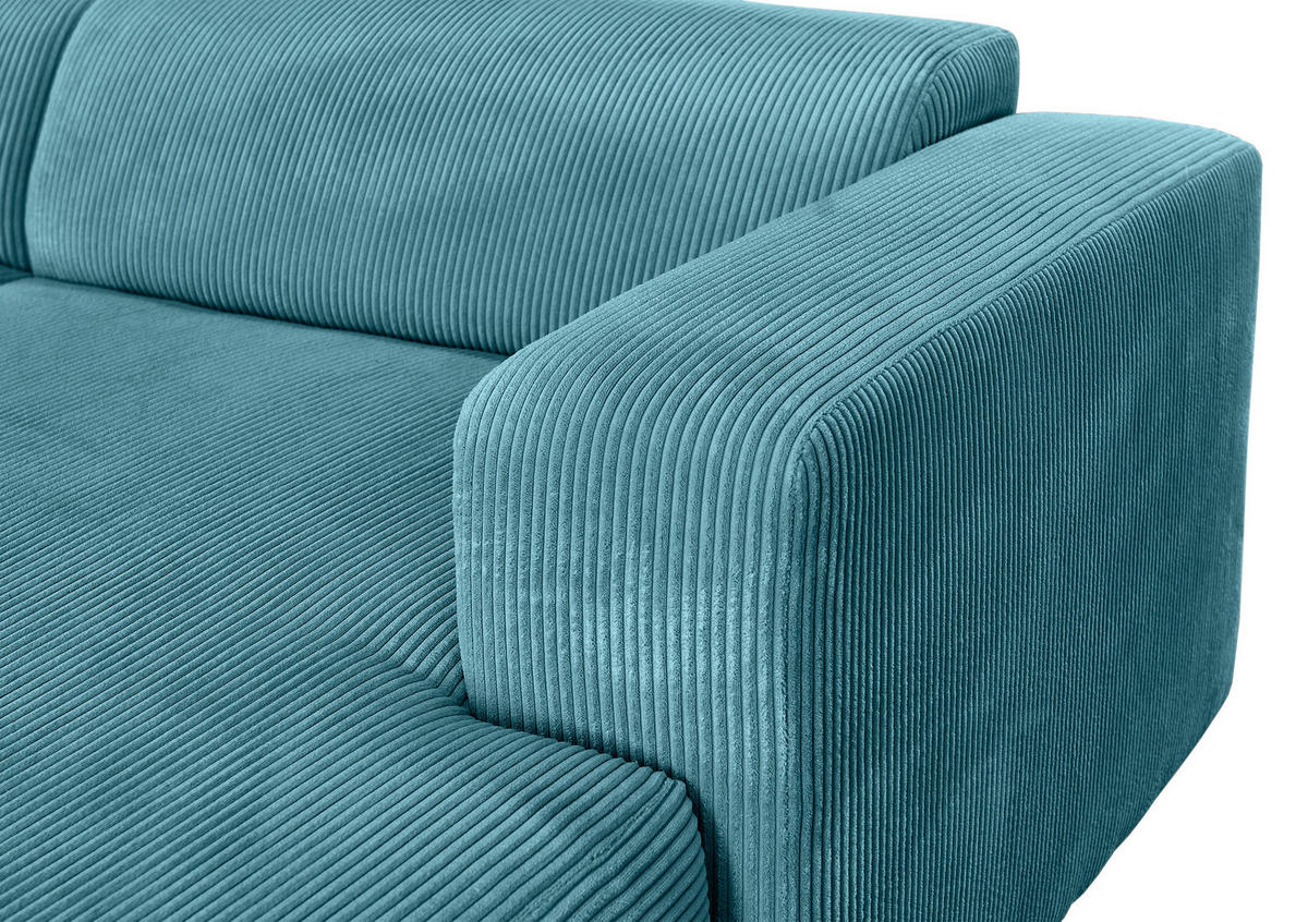 ECKSOFA BASMA in Cord Hellblau  298/175 cm  - Schwarz/Hellblau, Design, Kunststoff/Textil (298/175cm) - P & B