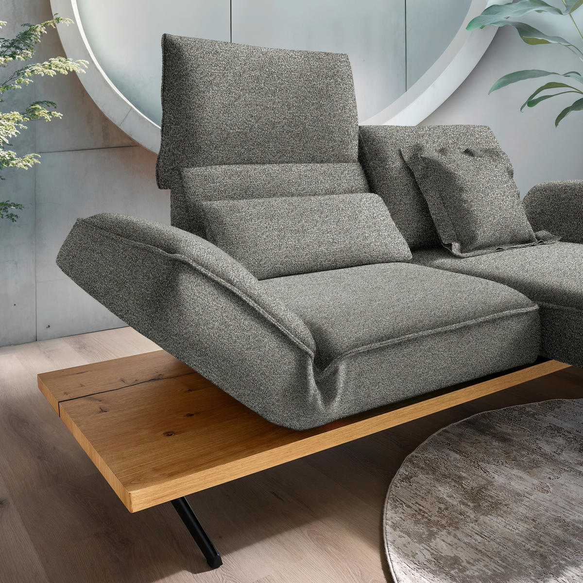 ECKSOFA  in Chenille Graubraun  240/132 cm  - Graubraun/Schwarz, Design, Holz/Textil (240/132cm) - Koinor