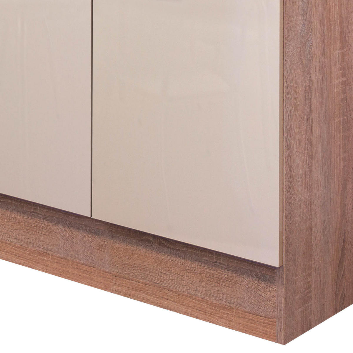 KÜCHENUNTERSCHRANK 80/86/60 cm  in Kaschmir  - Kaschmir/Edelstahlfarben, MODERN, Holzwerkstoff/Metall (80/86/60cm) - FlexWell