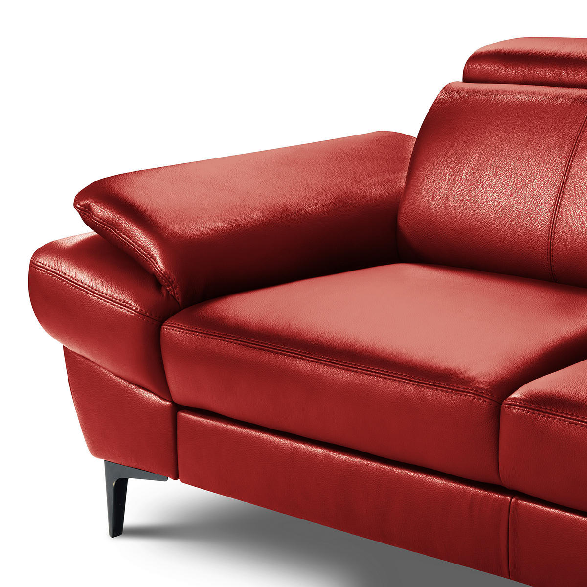 ECKSOFA  in Lederlook Echtleder Rot  - Rot/Schwarz, Design, Leder/Textil (264/211cm) - Livetastic