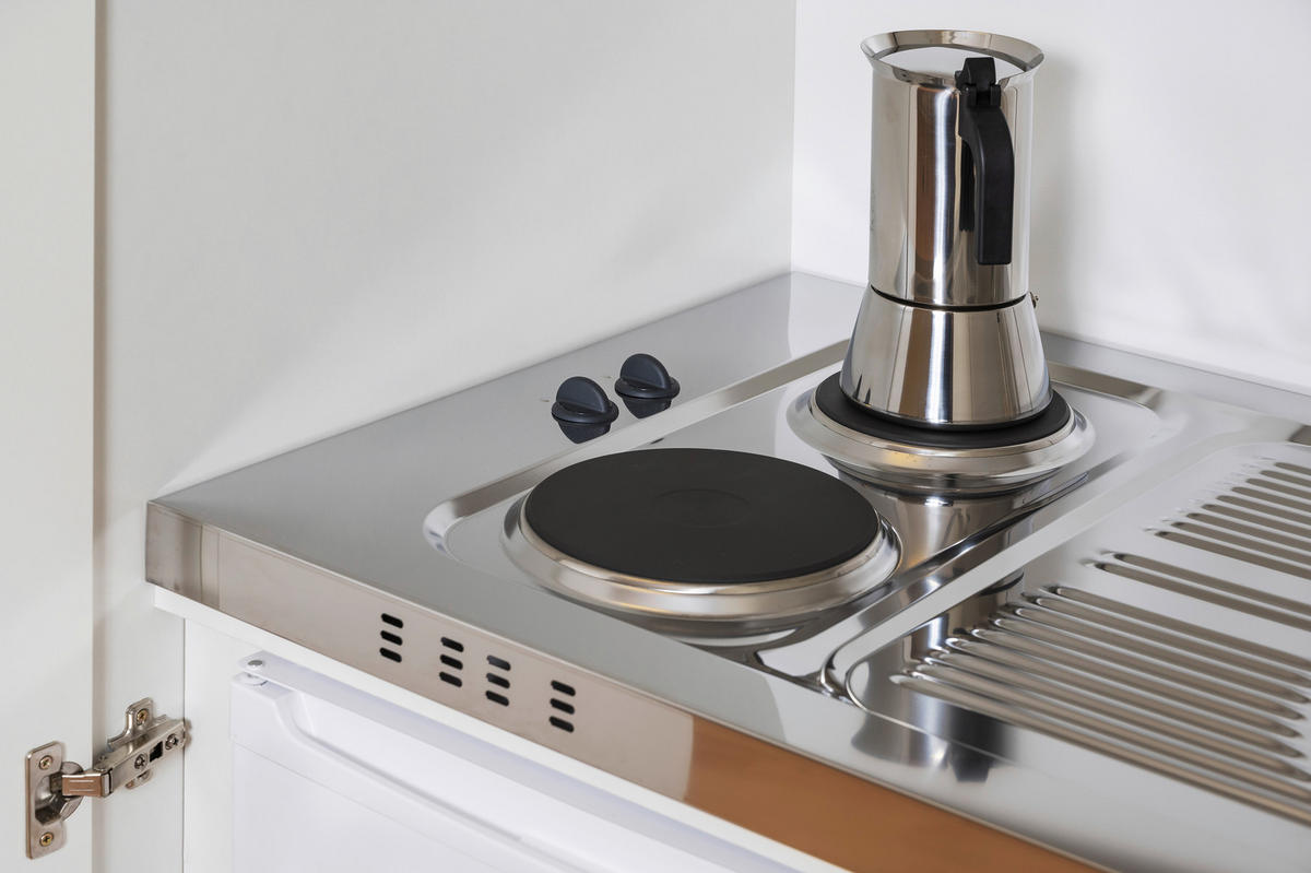 SCHRANKKÜCHE 104/193/67 cm  Schwarz, Weiss  - Weiss/Edelstahlfarben, Modern, Holzwerkstoff/Metall (104/193/67cm) - Respekta