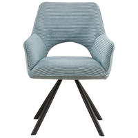 ARMLEHNSTUHL  in Eisen Cord  - Schwarz/Hellblau, Design, Textil/Metall (60/85/63cm) - Hom`in
