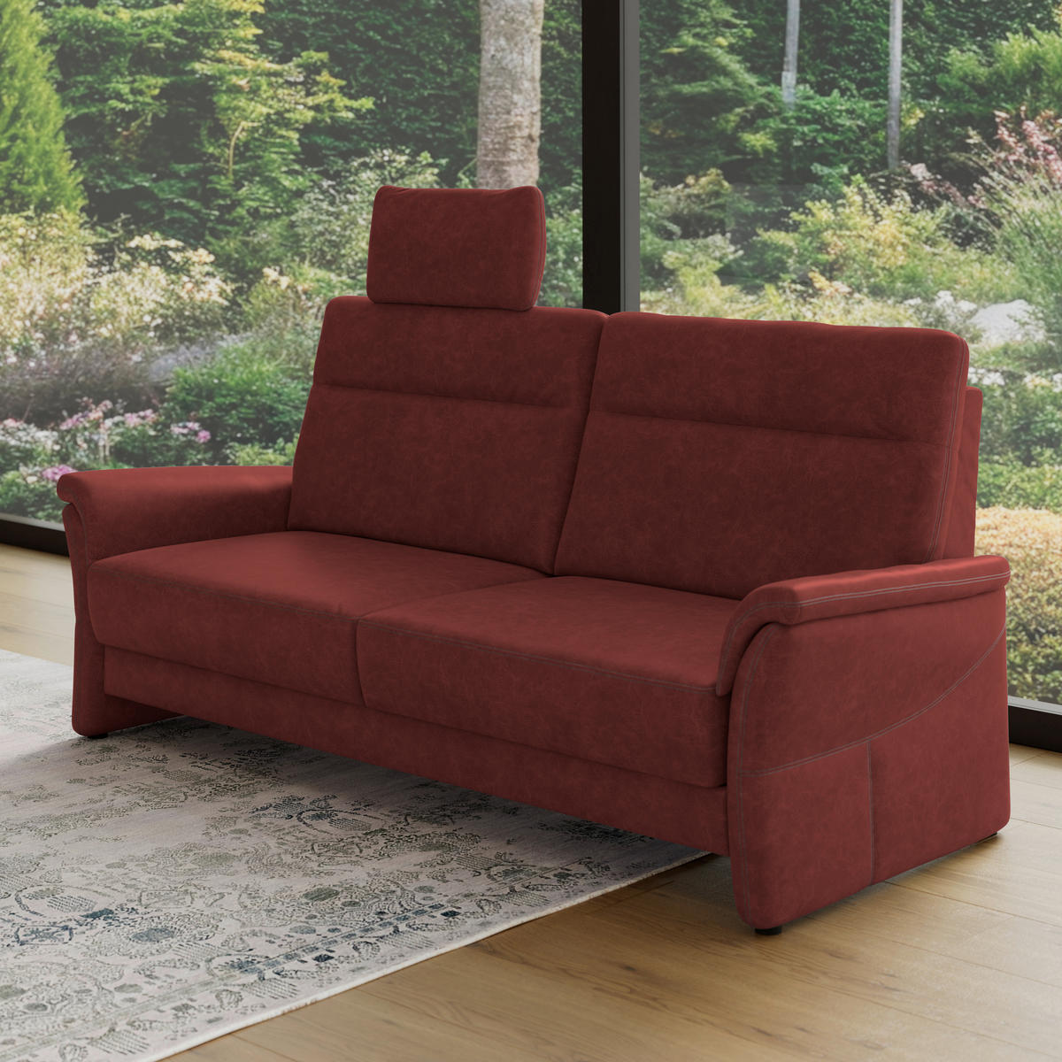 3,5-SITZER - Rotbraun/Schwarz, Konventionell, Kunststoff/Textil (205/98/91cm) - Elegando