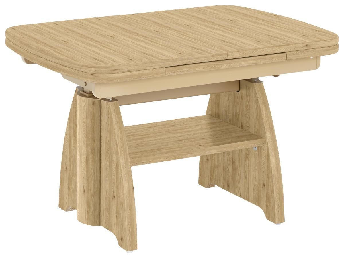 COUCHTISCH Wildeiche furniert 90-130,5/65/56-71 cm rechteckig Eichefarben  - Eichefarben, KONVENTIONELL, Holzwerkstoff/Metall (90-130,5/65/56-71cm) - Venda