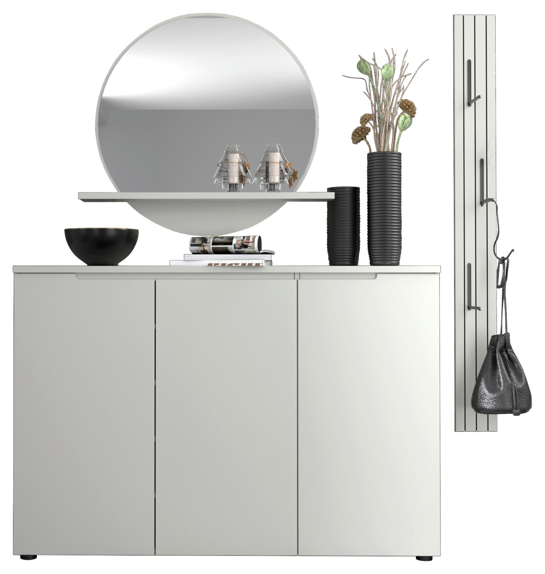 GARDEROBE 3-teilig  in 175/187/22 cm  - Grau, Design, Glas/Holzwerkstoff (175/187/22cm) - Xora