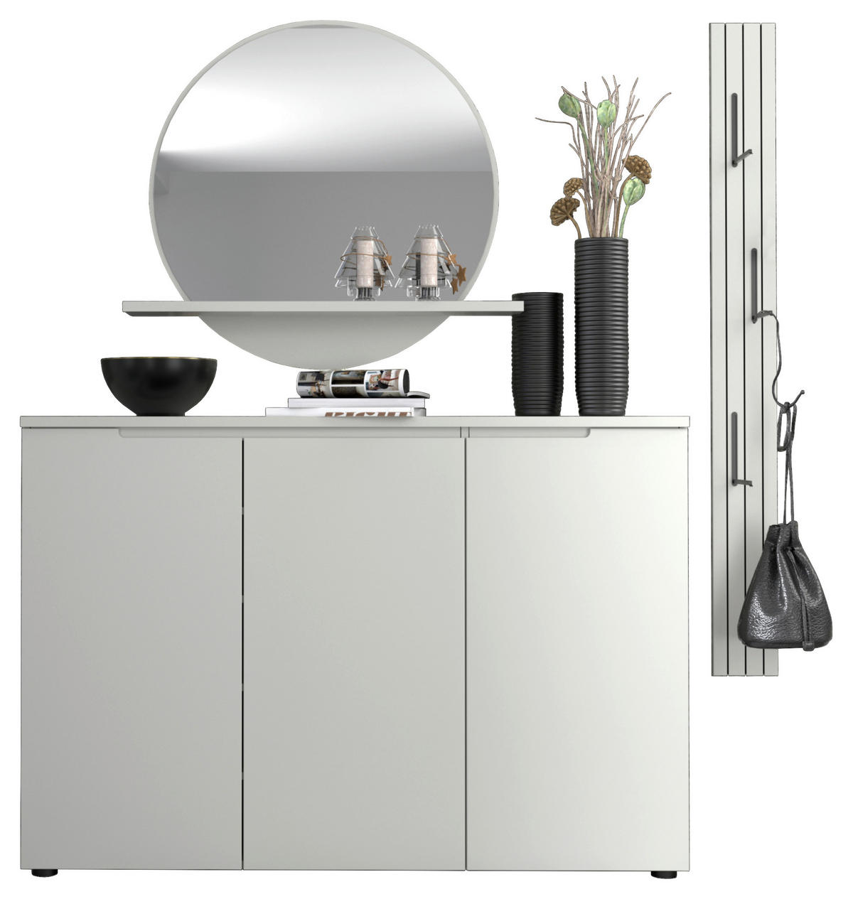 GARDEROBE 3-teilig  in 175/187/22 cm  - Grau, Design, Glas/Holzwerkstoff (175/187/22cm) - Xora