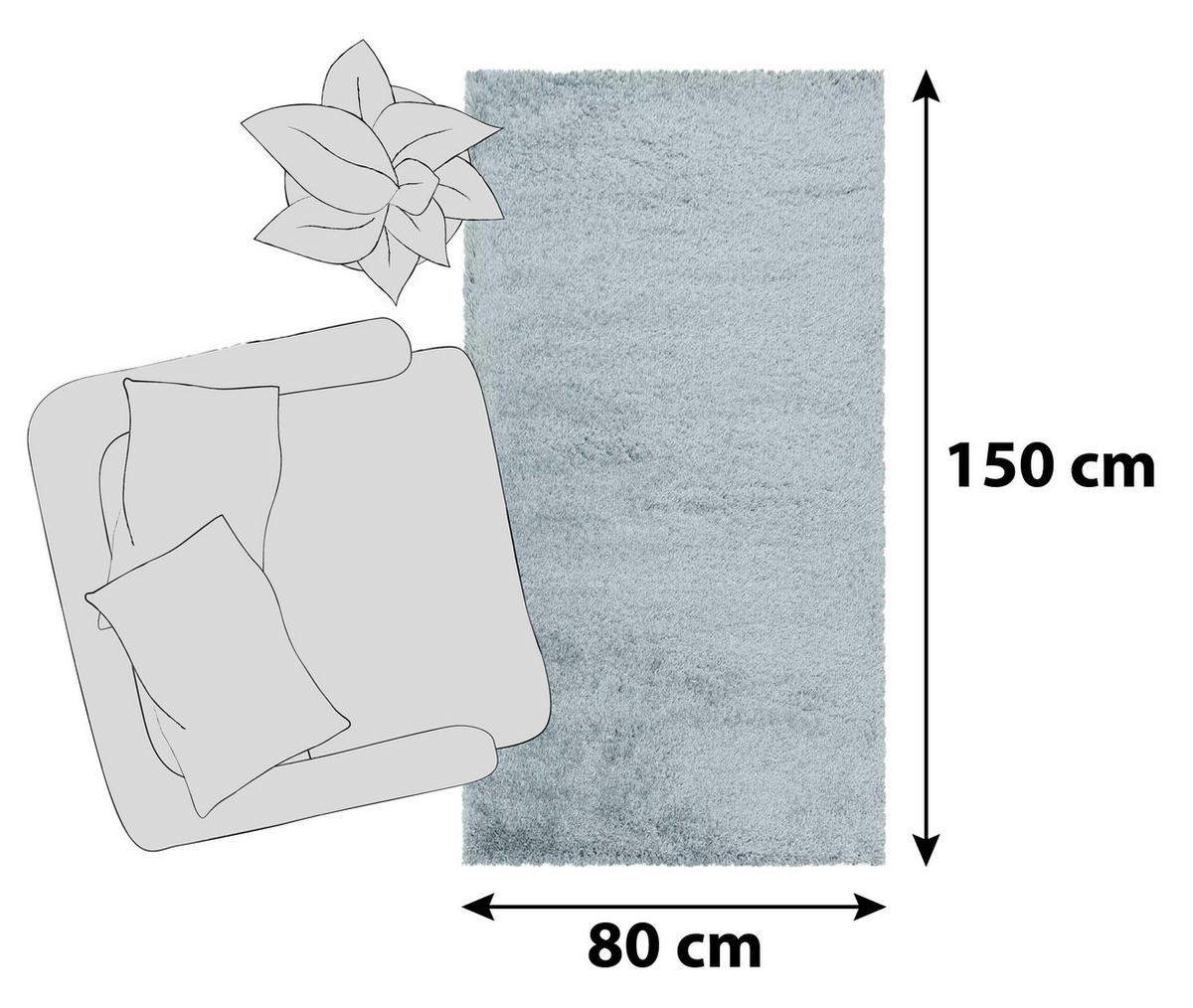 RYAMATTA 80/150 cm Fluffy 3500 Blau  - blå, Basics, textil (80/150cm)