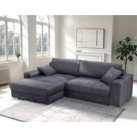 ECKSOFA in Struktur Anthrazit  177/269 cm  - Chromfarben/Anthrazit, Design, Textil/Metall (177/269cm) - Livetastic
